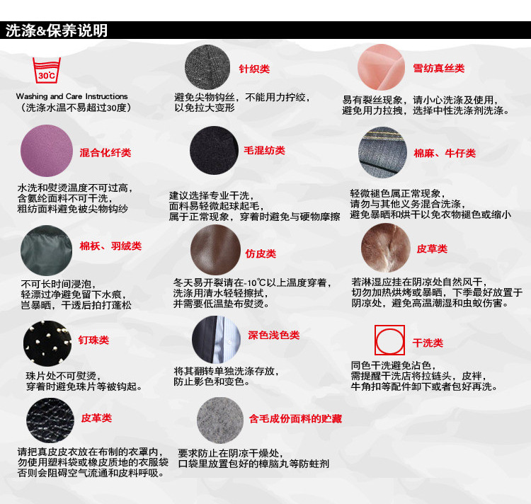 保養洗滌說明